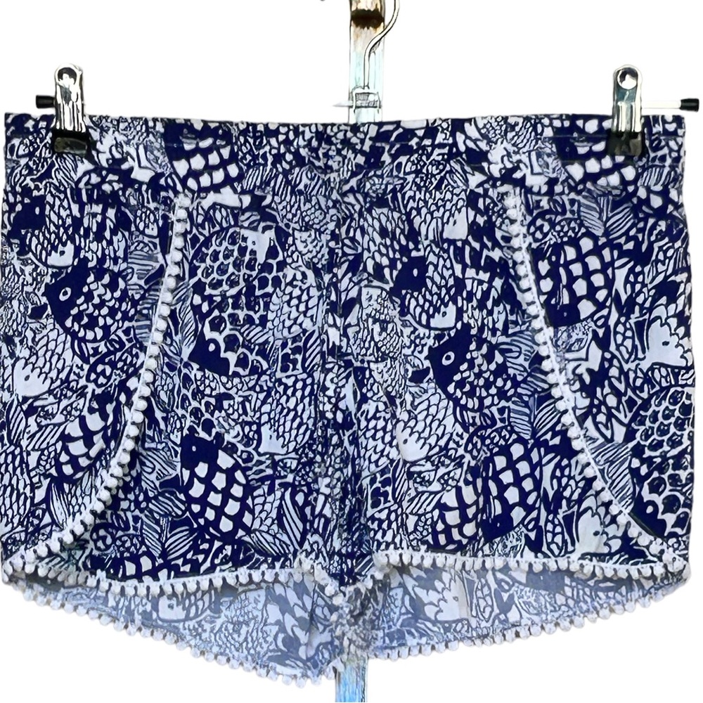 Lilly Pulitzer & Target Fish Print Elastic Waist Pull On Shorts Size